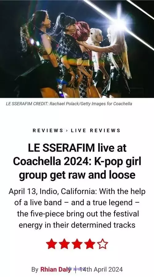 LE SSERAFIM在科切拉的演出获得国际媒体赞誉!韩网友们傻眼?! LE SSERAFIM在科切拉的演出获得国际媒体赞誉!韩网友们傻眼?!